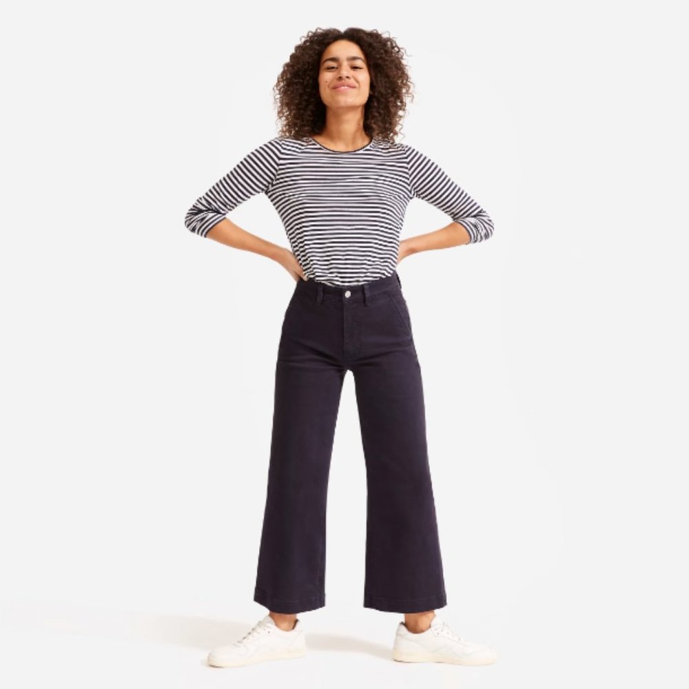 Everlane Wide Leg Crop in Navy, size 0